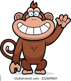 A cartoon illustration of a monkey waving.