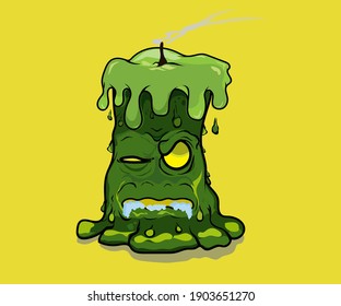 Cartoon illustration of monster candle shape. Zombie cartoon. Unique and funny