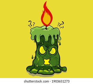 Cartoon illustration of monster candle shape. Zombie cartoon. Unique and funny