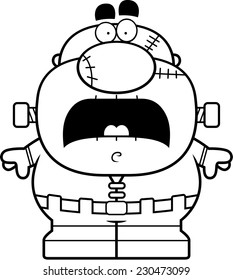 A cartoon illustration of a monster looking scared.