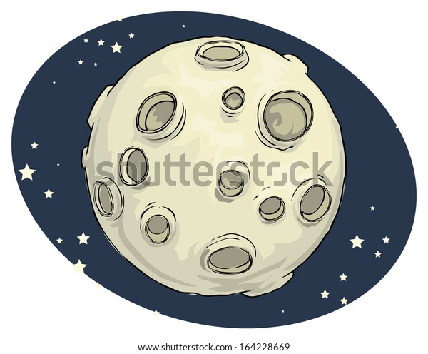 cartoon illustration of a\
moon, vector