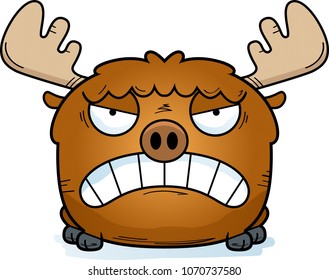 A cartoon illustration of a moose with an angry expression.