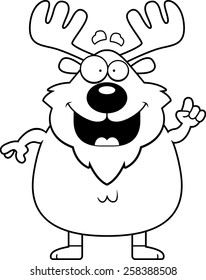 A cartoon illustration of a moose with an idea.