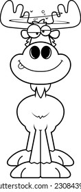 A cartoon illustration of a moose looking drunk.