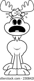 A cartoon illustration of a moose looking scared.