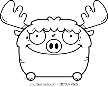A cartoon illustration of a moose peeking over an object.