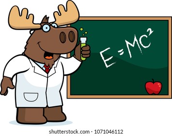 A cartoon illustration of a moose scientist.