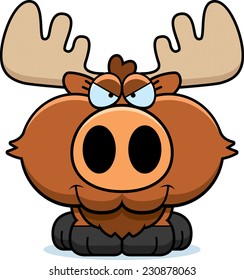 A cartoon illustration of a moose with a sly expression.