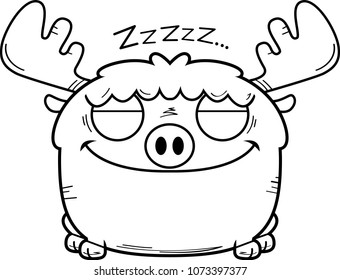 A cartoon illustration of a moose taking a nap.