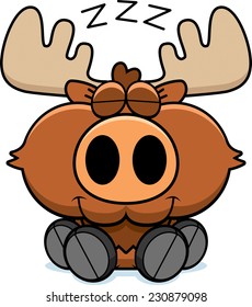 A cartoon illustration of a moose taking a nap.