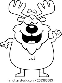 A cartoon illustration of a moose waving.