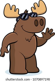 A cartoon illustration of a moose wearing sunglasses.