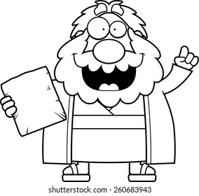 A cartoon illustration of Moses with an idea.