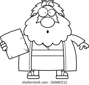 A cartoon illustration of Moses looking surprised.