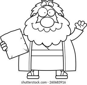 A cartoon illustration of Moses waving.
