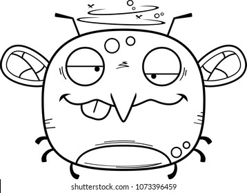 A cartoon illustration of a mosquito looking drunk.