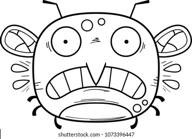 A cartoon illustration of a mosquito looking scared.