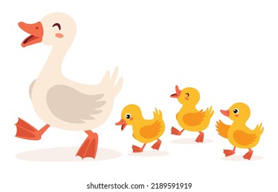 Cartoon Illustration Mother Baby Gooses Stock Vector (Royalty Free ...