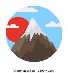 cartoon illustration of mount fuji japan