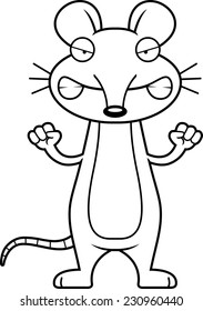 A cartoon illustration of a mouse looking angry.