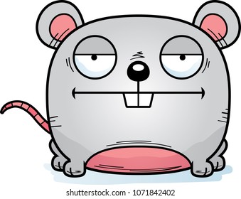 A cartoon illustration of a mouse looking calm.