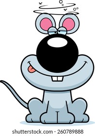 A cartoon illustration of a mouse looking drunk.