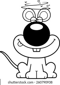 A cartoon illustration of a mouse looking drunk.