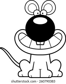 A cartoon illustration of a mouse looking happy.
