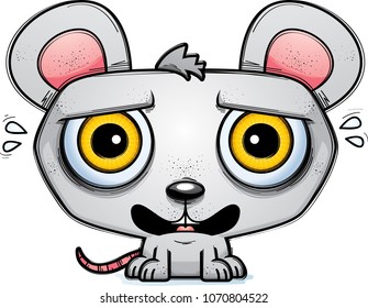 A cartoon illustration of a mouse looking terrified.