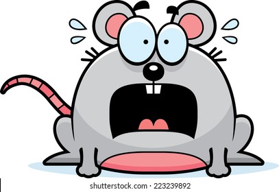 A cartoon illustration of a mouse looking terrified.