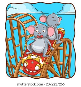 cartoon illustration mouse playing roller coaster