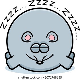 A cartoon illustration of a mouse sleeping.