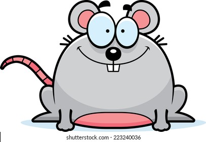 A cartoon illustration of a mouse smiling.