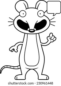 A cartoon illustration of a mouse talking.