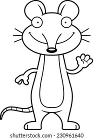 A cartoon illustration of a mouse waving.