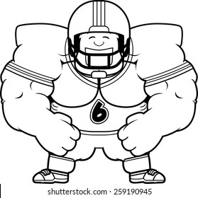 A cartoon illustration of a muscular football player flexing.