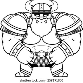 A cartoon illustration of a muscular Viking looking angry.