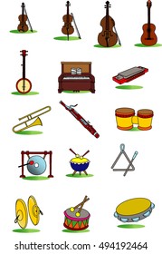 cartoon illustration music instruments