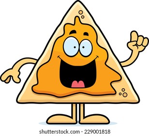 A Cartoon Illustration Of A Nacho Chip With An Idea.