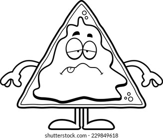 A cartoon illustration of a nacho chip looking sick.