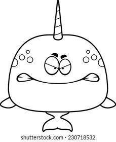 A cartoon illustration of a narwhal looking angry.