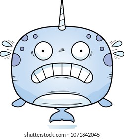 A cartoon illustration of a narwhal looking scared.