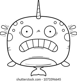 A cartoon illustration of a narwhal looking scared.