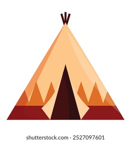 Cartoon illustration of a native american teepee standing isolated on white background