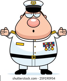 A cartoon illustration of a Navy Admiral looking confused.