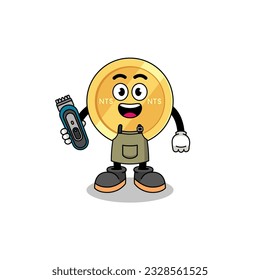 Cartoon Illustration of new taiwan dollar as a barber man , character design