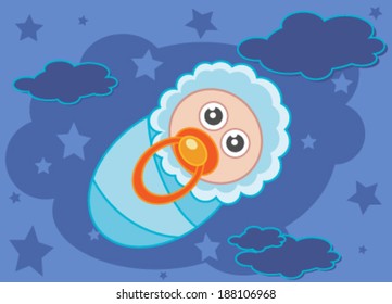 Cartoon illustration of a  newborn . Fully editable vector.