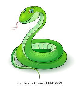 Cartoon Illustration of a nice green snake.