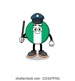 Cartoon Illustration of nigeria flag police , character design