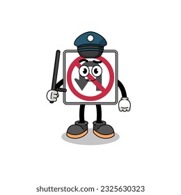 Cartoon Illustration of no U turn road sign police , character design